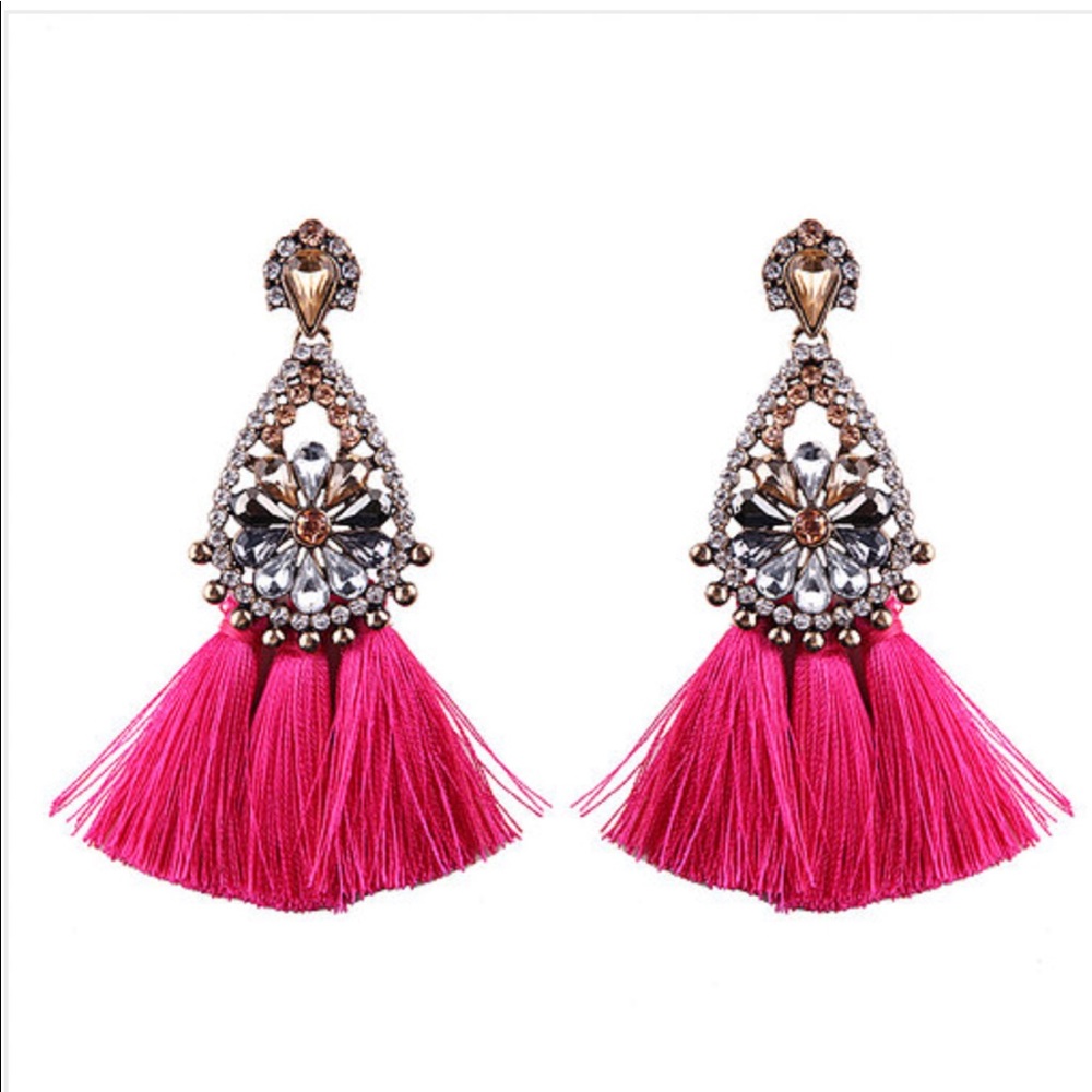 Statement drop tassel earrings
